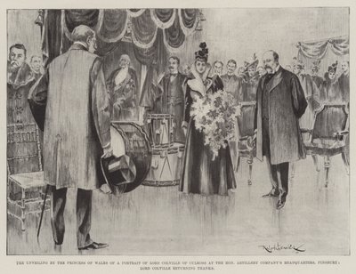 Prinsesse af Wales afslører et portræt af Lord Colville of Culross i det ærede artillerikompagnis hovedkvarter i Finsbury, hvor Lord Colville takker tilbage af Ralph Cleaver